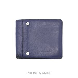 🔴 Balenciaga Screw Stud Bifold Wallet - Navy Blue Lambskin